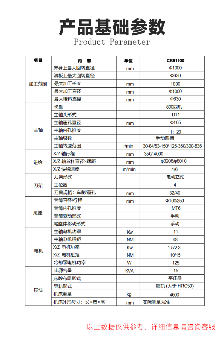厂家直销ck61100数控车床重型卧式数控机床整体床身数控车床